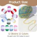 12 Skeins Scrubby Yarn for Dishcloths Rainbow Sparkly Yarn for Crocheting Knitting Dishwashing Dishcloths Craft Project (Light Color)
