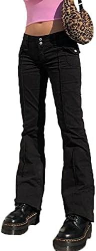 HBER Low Rise Flare Pants for Women Bell Bottom Black Bootcut Leggings Y2k, XS