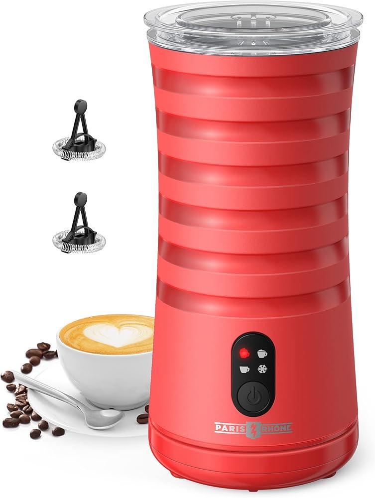 Milk Frother, Paris Rhône 4-in-1 Milk Steamer and Frother, Hot & Cold Foam Milk Warmer with Temperature Control, Auto Shut-Off Frothers for Coffee, Latte, Cappuccino, Macchiato