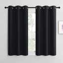 NICETOWN Blackout Draperies Window Curtain Panels, Autumn/Winter Thermal Insulated Solid Grommet Blackout Curtains/Drapes for Cafe (Set of 2, 42 inches by 50 inches, Black)