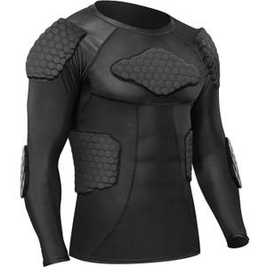 Padded Compression Shirt, Short Sleeve Football Protection Gear (Long-Medium)