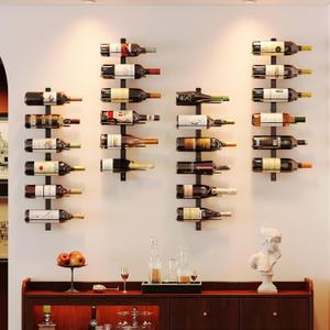 12 Bottle Wall-Mounted Rack, Detachable Storage Organizer Used as One or Four, DIY Wall Hanging Bottle Holder, for Dining Room, Bar, Cellar