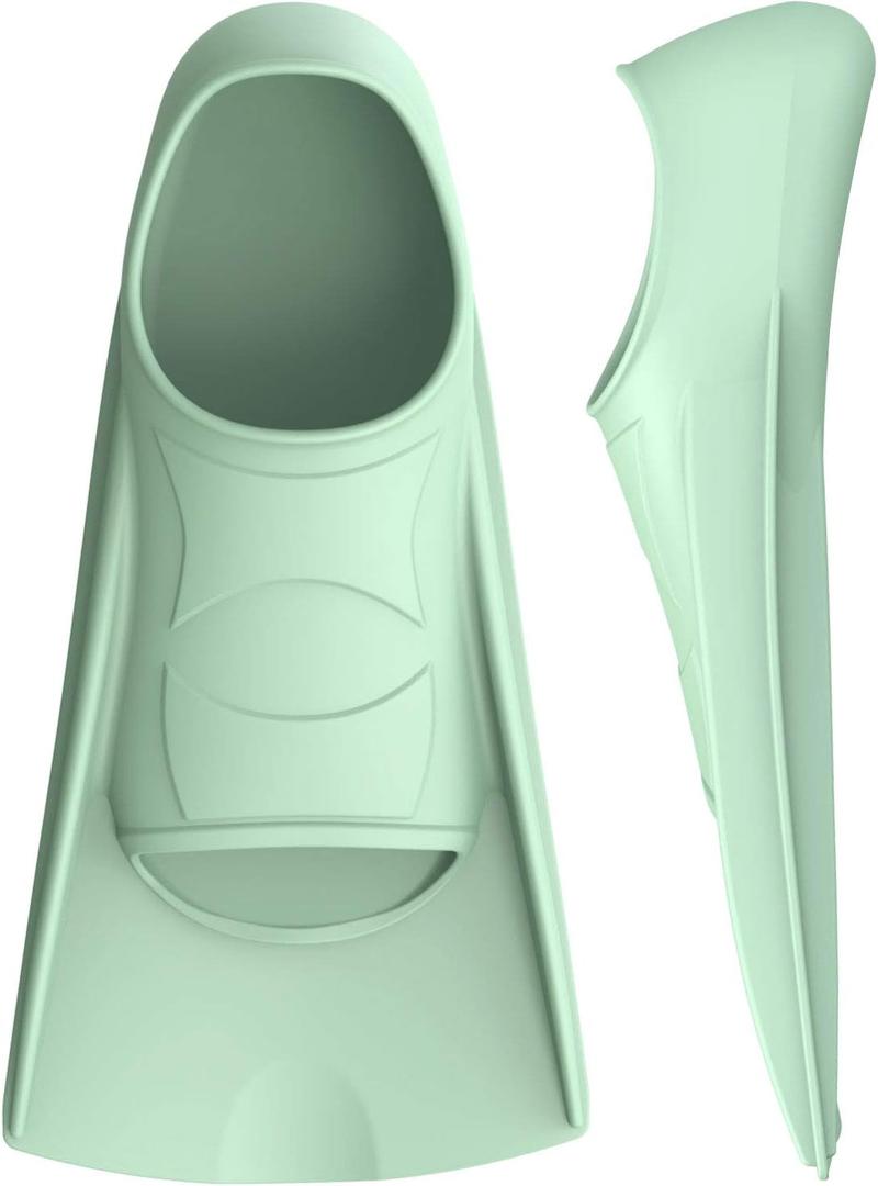 Gintenco Swim Fins, Kids Swim Training Fins for Lap Swimming, Travel Size Flippers with Mesh Bag, Silicone Swimming Fins for Kids Teens Adults Women Men (S(Jr 2-3/ US Women 3-5), Green)