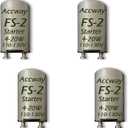 4pack Aluminum Housing FS-2 Fluorescent Starter for 4-20 watts, FS-2/S2 Preheat Fluorescent Light Bulbs Starter with Condenser