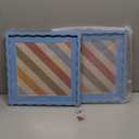 12x12 Wavy Picture Frame With Mat For 8x8, Wavy Edge Wooden Picture Frame with Real Glass - Wall Mount Display, Blue, 2 Pack