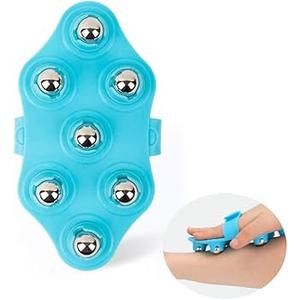 SCOLAND Body Massage Roller Ball Glove AntiCellulite Muscle Pain Relief Massager Neck Back Shoulder Leg Massage Stovepipe Meridian Brush (Blue)