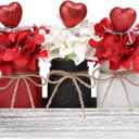 Valentines Table Decor, Valentines Mason Jar Centerpiece for Table with Wood Tray, Black Painted Decorative Mason Jars for Valentines Decorations Kitchen Decor, Mothers Day Gift for Women