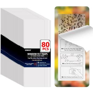80 Pack Window Fly Traps Sticky,Clear Fly Paper Indoor for Home,Window Sticky Traps Fruit and Housefly Trap Indoor Fly Catcher Bug Traps Gnat Catcher Killer