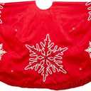 Kurt Adler Snowflake Embroidered and Pleated Tree Skirt, 60-Inch, Red