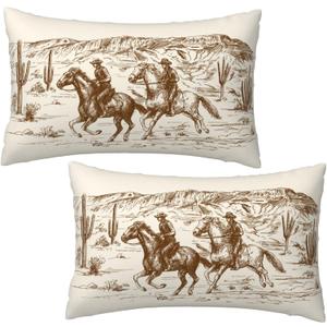 Western Pillow Covers Home Bedroom Decor, Western Long Throw Pillowcase Cushion Cover for Bed Sofa Couch, 2 Sets, 12x20 Inch