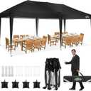 COBIZI 10x20 Pop up Canopy Tent Without Sidewall, Waterproof Portable Outdoor Canopy 10x20 Instant Shelter Tent for Parties, Wedding, Backyard, Carport with Carry Bag & 4 Sandbags(Black)
