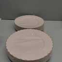 Rubtlamp 60Pcs Pink Plastic Plates - Pink Scalloped Plates with Gold Trim - 30 Dinner & 30 Dessert Platos, Heavy-duty Gold Plates for Party, Wedding&Mothers Day (30 Guests)