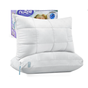 Nuzzle Pillows Standard Size Set of 2 Cooling Adjustable Pillows for Side Sleepers, Luxury Hotel Collection Bed Pillows  Best Adjust Height Soft Firm Pillows for Back, Stomach and Side Sleepers (White)
