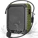 SHIDU Voice Amplifier for Teacher with Portable Microphone and Speaker, 18W Megaphone with Wired Mic Headset, IPX5 Waterproof & Rechargeable Bluetooth Speaker Systems for Tour Guide (NOT Wireless) (Green)