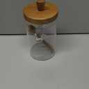 Suclain 3 Pcs Glass Coffee Container with Wooden Lid Spoon Shelf Labels Clear Airtight Jar Food Storage Canister Set for Sugar Spice Coffee Bean Holder Housewarming Gift(13.5,20,25 oz,Acacia Brown)