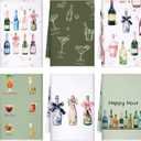 Hahafelt 6 Pcs Bar Cart Kitchen Towels Hostess Gifts for Champagne Cheers Decorative Hand Towels for Champagne Lover Gifts Tea Cloths Bar Decor 24 x 16''
