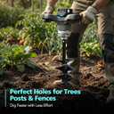 BLUEMARS Earth Auger, 40V Brushless Cordless Post Hole Digger with 6" Drill Bit, 2.5AH Battery & 4A Charger, LED Work Light, for Fence Post, Planting, Gardening & Landscaping
