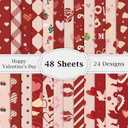48PCS Valentines Scrapbook Paper 12x12in Vintage Hearts Scrapbook Specialty Papers 24 Styles Retro Love Decorative Paper Folded Flat DIY for Card Making Photo Album Journal Craft Decoration
