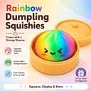 Rainbow Dumpling Squishies Toys with Food Steamer,Colorful Squeeze Dough Fidget Sensory Stress Balls,Stretchy Hand Desk Toys for Stress Relief Squishies Dumpling Gifts