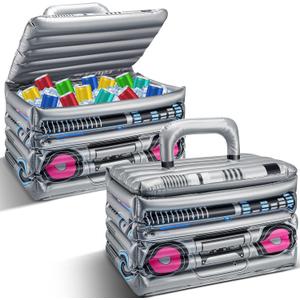 Cunhill 2 Pieces Inflatable Boom Box Beverage Cooler Summer 80s 90s Theme Party Decorations Inflatable Cooler Radio Blow up Boom Box Birthday Drink Favors for Retro Nightclub Party Hip Hop Supplies