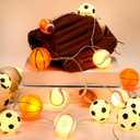 Bencailor 9.84 ft Sport Ball Theme Room Decor String Lights Baseball Basketball Football Soccer String LED Light up Decorations Battery Operated for Party Bedroom Decor