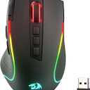 Redragon M612 PRO RGB Gaming Mouse, 8000 DPI Wired/Wireless Optical Mouse with 9 Programmable Buttons & 7 Backlit Modes, BT & 2.4G Wireless, Software Supports DIY Keybinds Rapid Fire Button (Black)