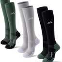 Compression Socks for Women and Men, Knee High 15-20mmHg Graduated Circulation Support(3 Pairs)Best for Nurses, Pregnant, Running, Travel, Flight, Athletic, Sports, Reduce Muscle Fatigue, Black Gray Green, L-XL