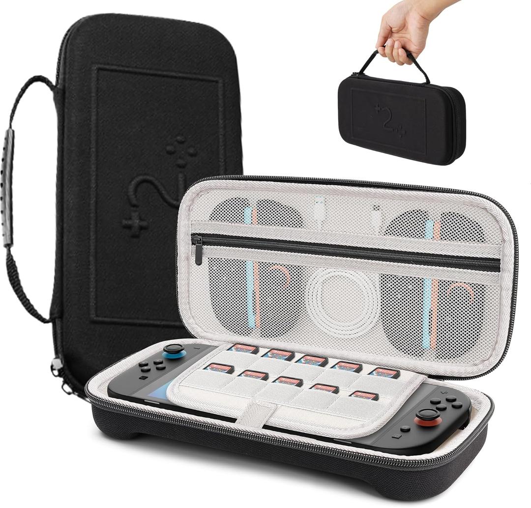 CBDYWVR Carrying Case for Nintendos Switch 2(2025) ,Ultra Slim Premium Portable Travel Case Compatible with Switch 2 Accessories,Switch 2 StorageCase with 10 Game Card Slots,Accessories Storage Bag (Black)