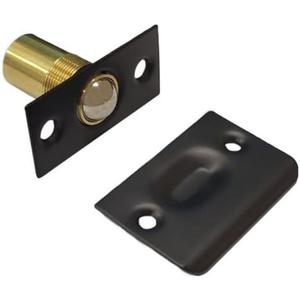 QCAA Solid Brass Adjustable Ball Catch with Strike, 2-1/8" x 1" x 1-5/16" Height, 11/16" Dia., Matte Black, 1 Pack, Made in Taiwan