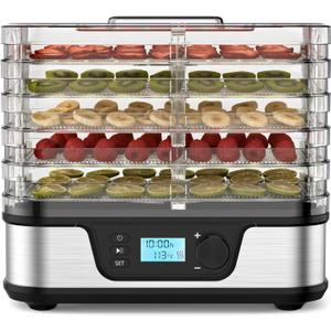 Electactic 5-Tray Food Dehydrator with 72H Timer, Adjustable Temperature | Stainless Steel, BPA-Free Trays, 350W, for Meats, Jerky, Fruits, Veggies and Pet Treats