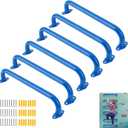 BiJun17 inch Metal Playground Handles,Monkey Bars Indoor Heavy Duty Ceiling Grab Bars for Indoor Outdoor Playgrounds Climbing Frames,Treehouses and Wall ladders (Blue Set of 6)