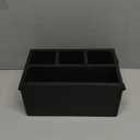 EDHAS Mango Wood 4 Compartment Flatware Caddy, Cutlery Utensil Holder with Napkin Holder for Kitchen, Dining, Picnics (10" x 6" x 5")