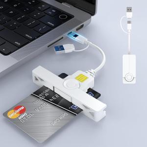 CAC Card Reader 2 in 1 USB/Type C Dual Connector, DOD Military USB Common Access CAC Reader Type C Smart Card Reader Compatible with Windows, Mac OS Mini Fold Plug and Play (White)