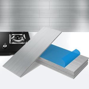 15 Pack (4"x12") Peel & Stick Aluminum Backsplash Tiles - 4mm Heavy-Duty Metal Wall Panels for Kitchen, RV, Bathroom, Fireplace - Scissor-Cuttable Waterproof DIY Install
