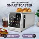 Inspirex Touch Screen Toaster - 4 Slice Long Extra-Wide Slots - 5 Bread Type and 6 Browning Levels - Defrost, Reheat, Favorite, Single Slot Settings - Stainless Steel