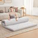 Japanese Floor Mattress Topper Futon, 4" Memory Foam Foldable Futon Mattress, Portable Roll Up Sleeping Mat for Camping, Easy to Store with Dust Cover (Twin(38*75inch), Grey) 2 Pack