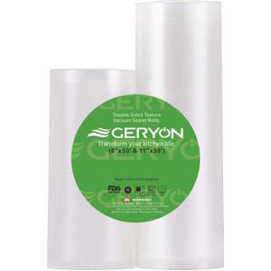 GERYON Vacuum Sealer Bags Rolls, 8x50ft & 11x50ft for Food Storage, Double Sided Texture, BPA-Free, Heavy Duty, Great for Vacuum Seal storage, Meal Prep or Sous Vide