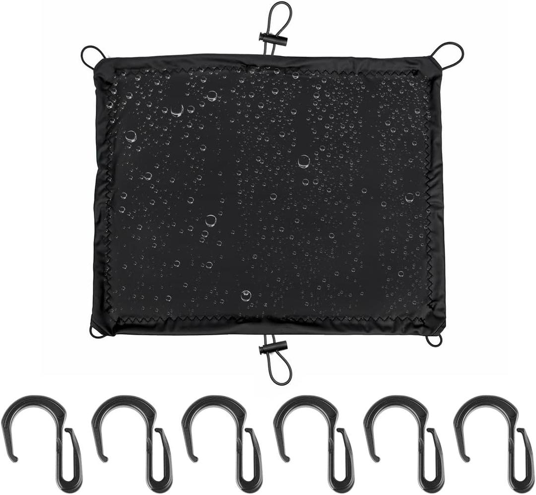 2 Pack Waterproof Cargo Net for Motorcycle, Upgraded High-Elastic Bungee Nets with 6 Strong Hooks, Helmet Luggage Strap Rack Expansion Organizer, Non-Transparent Cover for Your Privacy