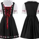 Spooktacular Creations Dirndl Dresses Women Oktoberfest Costume, Bavarian German Outfits for Halloween Parties Beer Carnival (Large, Red)