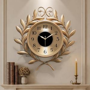 Vintage Silent Wall Clock with Metal Frame,20"×21.2"Elegant Retro Large