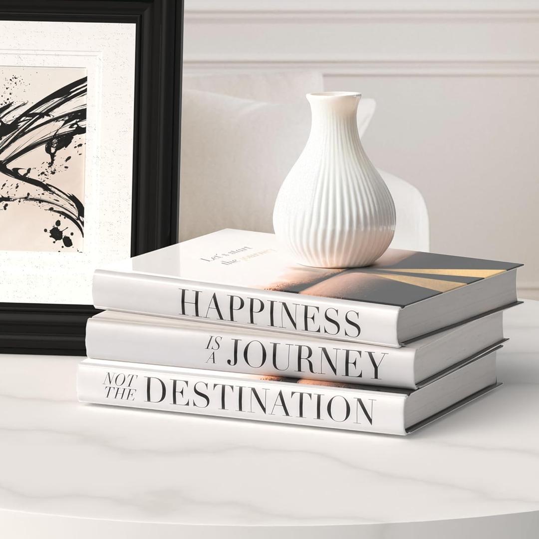 Decorative Books for Home Decor - Coffee Table Book Decor - Fake Books for Decoration With Real Blank Pages - Faux Books for Decoration With Console Table, Bookshelf - Fashion Books Decor Set of 3