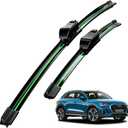 Compatible With Audi Q3 2011-2024 Wiper Blades Front Windshield Wipers Water Repellent in All-Seasons OEM Quality 2PCS 24"+20" Push Button