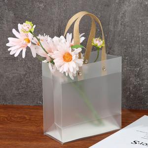 Gift Bag Clear Tote Bag Frosted PP Bags Translucent Tote Transparent PVC Handbag Gift Wrapping Package Waterproof Storage Bag, 49 Pack