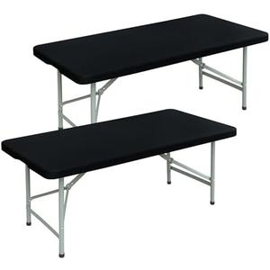 2 Pack Rectangle Fitted Tablecloth 20X30 Inch Stretch Spandex Patio Table Cover Black Washable Table Cloth Elastic Table Topper for Indoor and Outdoor