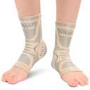 INDEEMAX Copper Infused Ankle Brace for Sprained Ankle, Ankle Compression Sleeve Ankle Support for Women & Men, Achilles Tendonitis Brace, Skin Silver, M (2 Pack Skin Silver New)