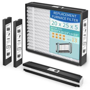 2-Pack 20x25x5 Replacement Air Filter for Lennox X6673 MERV 13 Allergy & Dust Defense, Pleated HVAC AC Furnace Filters (Actual Size: 19-3/4" x 24-3/4" x 4-3/8")