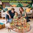 Dinosaur Playground Toy Set 215PCS 18 Realistic Dinosaurs, Build Your Own Dinosaur Park, Interactive Play with Openable Cage & Battle Station, for Boys & Girls, Enhance Kids Creativity