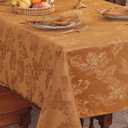 SASTYBALE Fall Tablecloths for Rectangle Tables - 60x84 Inch Brown Maple Leaves Jacquard Tablecloth, Vintage, Spill-Proof & Wrinkle Free for Thanksgiving Feasts, Harvest Celebrations, Cozy Dinners