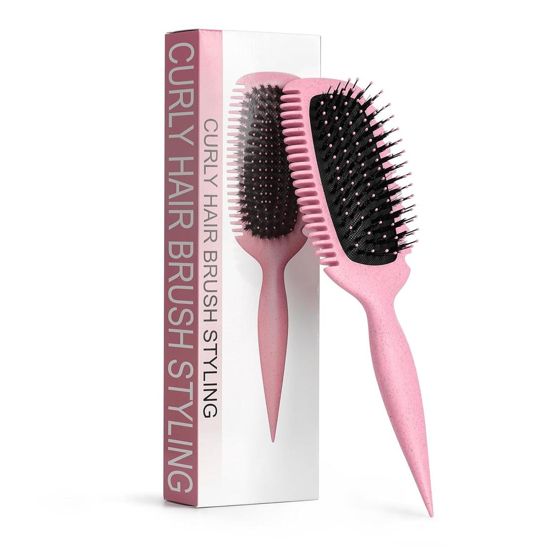 Candy Brush Curl Defining Hair Brush for Effortlessly Detangling Shaping and Styling Curls, Curl Brushes with EdgeLift for All Wet or Dry Hair Types for Women and Girl, Reduce Pulling and Frizzing (Pink)