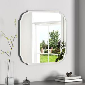 Silver Wall Mirror-Beveled Edge Frameless Mirror for Bathroom, Vanity, Bedroom, Rectangle Mirror24X24inch